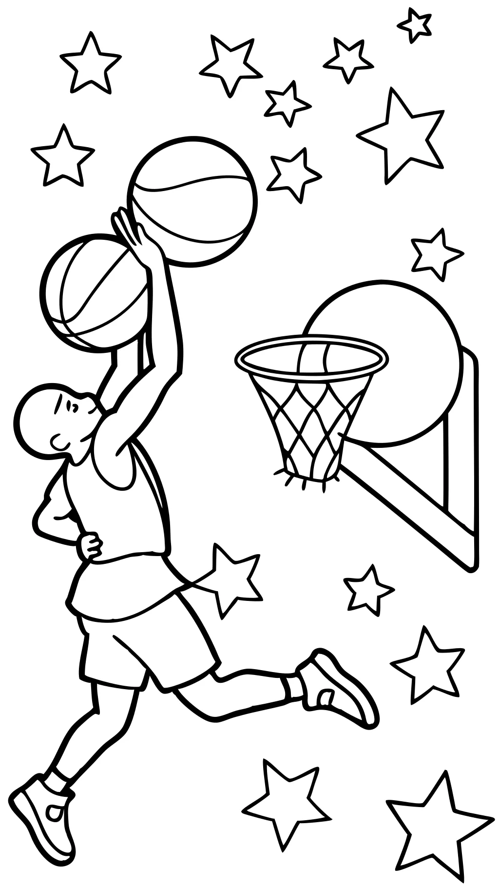 Página para colorear de un baloncesto